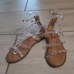 Steve Madden Girls Clear Strappy Sandals Girl's Size 5